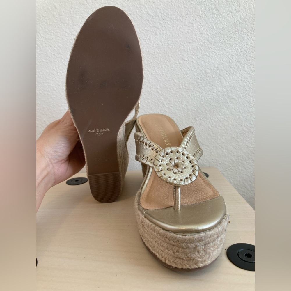 Jack Rogers Metallic Gold Espadrille Wedges - Picture 7 of 8